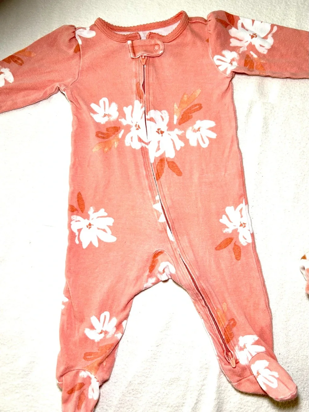 6 Piece Baby Girls Floral/Print Fleece One-Piece Footed Pajamas Elephant Lovie